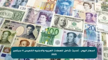 أسعار اليوم.. تحديث شامل للعملات العربية والأجنبية الخميس 4 سبتمبر 2025